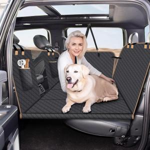Dog Car Seat Cover for Back Seat, Truck Dog Seat Cover Back Seat, Truck Back Seat Cover for Dogs, Dog Hammock for Full Size Car/Truck/SUV Black 8 Panels