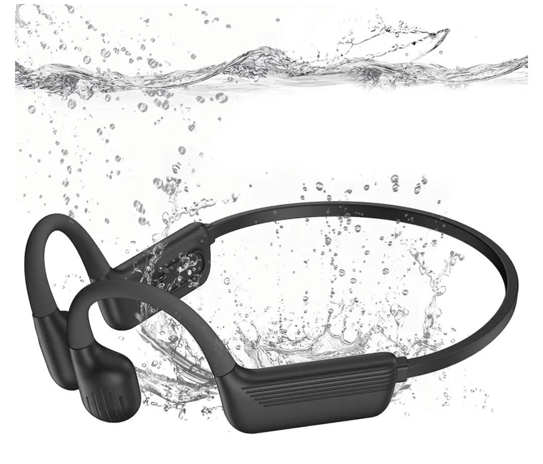 Swimming Headphones-Bone Conduction Headphones, IP68 Waterproof Open Earphones, LiteSurge Bluetooth 5.4 Underwater Sport Earbuds with 32 GB MP3 Memory for Swimming, Marathon-Black
