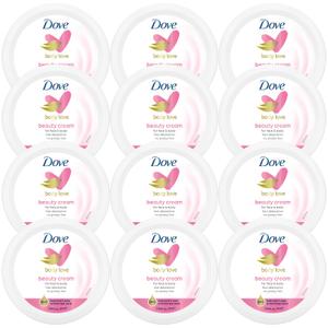 Dove Lotion, Beauty Cream - Light, Fast-Absorbing Face and Body Cream for Normal to Dry Skin, 24-Hour Moisture, Travel Size, 2.53 Fl Oz. (Pack of 12)