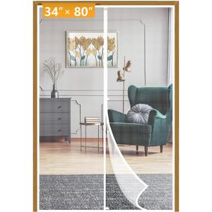 Yotache White Magnet Screen Door Curtain Fit Doors 34 x 80, Screen Size 36" x 81" Patio Screen High Transparent Hands Free Entry Great for Pet and Kid (White & Middle Opening)