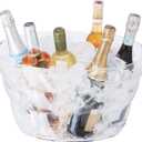 OGGI Acrylic Oval Party Tub - Clear Beverage Cooler w/Handles, Wine Cooler, Beer Chiller, Ideal Party Tubs for Drinks, Use Ice Tub for Indoor or Outdoor Bars, 18.5" x 11"