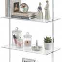 Beeveer Acrylic Ladder Bookshelf Clear Wall Mounted Book Shelf 11.6" D X 23.4" W X 59.4" H, 4 Tier Shelf Sturdy Open Display for Living Room Bathroom Office