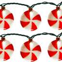 Xingzd 8.5Ft Christmas Candy Light, Christmas Decorations String Lights with 10 Red White Peppermint Bulbs, Plug in Fairy Lights for Indoor Party Kid's Room Xmas Tree Patio Bedroom Garden Decor