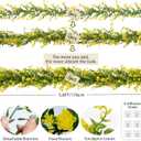 RECUTMS Hanging Garland Plants Artificial Eucalyptus Garland Fake Hanging Eucalyptus Leaf Garlands with Flowers Faux Vine Plants for Indoor Outdoor Spring Thanksgiving Wall Arch Wedding Decor(Yellow)