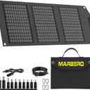 MARBERO Foldable Portable Solar Panel 30W Solar Panel Charger for Power Station >23% High Efficiency USB & DC Port Compatible with Cell Phone Ipad Laptop IP65 Waterproof for Camping Outdoor Cloudy (30W 11.6 x 8.85 x 1.75)