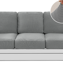 H.VERSAILTEX Multi-Pieces Sofa Slipcovers for 3 Seat Cushion Couch High Stretch Couch Cushion Covers Jacquard Textured Twill Fabric(3 Seat Covers Plus 3 Back Cushion Covers, Dove)
