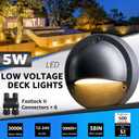 SUNVIE 5W LED Low Voltage Deck Lights, 12-24V Step Lights Outdoor with Fastlock2 Wire Connectors, Low Voltage Landscape Lighting 3000K Warm White Deck Stair Light Waterproof for Fence Post, 6 Pack