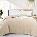 HOMBYS 100% Cotton Muslin Comforter Oversized King 120x120, Lightweight and Breathable Down Alternative Comforter,Soft Gauze Summer Beige Reversible Fluffy Duvet Insert