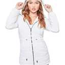 YMI Women's Junior Reversible Faux Fur Puffer Jacket, IVORY, M