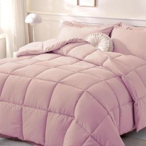 DOWNCOOL Comforters Oversize King Size, Duvet Insert,Light Pink All Season Duvet, Lightweight Quilt, Down Alternative Hotel Comforter with Corner Tabs (Pink, Oversize King 116x98 Inches)