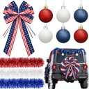 Yinder 4th of July Patriotic Car Parade Decorations Kit Red White Blue Patriotic Golf Cart Decor with Bow Tinsel Garlands and Ornaments for 250th Anniversary Independence Day