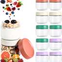 Hoa Kinh 10oz 12Pack Overnight Oats Jars with Lids, Leak Proof Small Jars for Overnight Oats, Cereal, Clear Empty Glass Jar with Lids for Kitchen(Red, Green, Purple and White)