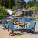 Arden Outdoor Midback Chair Cushion, 18 x 16.5, Rain-Proof, Fade Resistant French Blue Texture