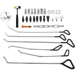 LadyRosian 31PCS Paintless Dent Removal Kit Professional Stainless Steel Rods Paintless Dent Removal Tool for Car Dents Door Dings and Hail Damage Removal Set