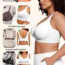PoseFree Womens Seamless Wireless Supportive Bra Push Up Comfort Soft No Underwire Full Coverage T-Shirt Bra (White, L)