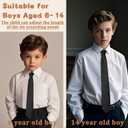 Adjustable Glossy Self Ties for Boys Kids, Solid Color Boys Tie for School Wedding Party Graduation Formal Banquet (Black)