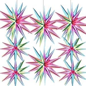 8 Pcs Star Balloons, Huge Gradient Colorful Explosion Star Aluminum Foil Spike Balloons for Birthday, Baby Shower, Rainbow Ice Cream Party, Mermaid Princess Party Decorations Supplies
