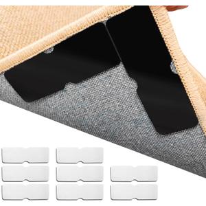 Rug Pad Grippers for Hardwood Floors & Tiles - No Damage Washable & Reusable, Double-Sided Non Slip Strong Adhesive Rug Pads Keep Corners Flat (8)