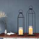 Outdoor Lantern Decorative 21.5" 18.3" Candle Lantern Set of 2 Porch Lantern Decorative Front Porch Lantern Tall Floor Lanterns Decor Indoor Battery Powered Candle Lantern Decor for Indoor Outdoor