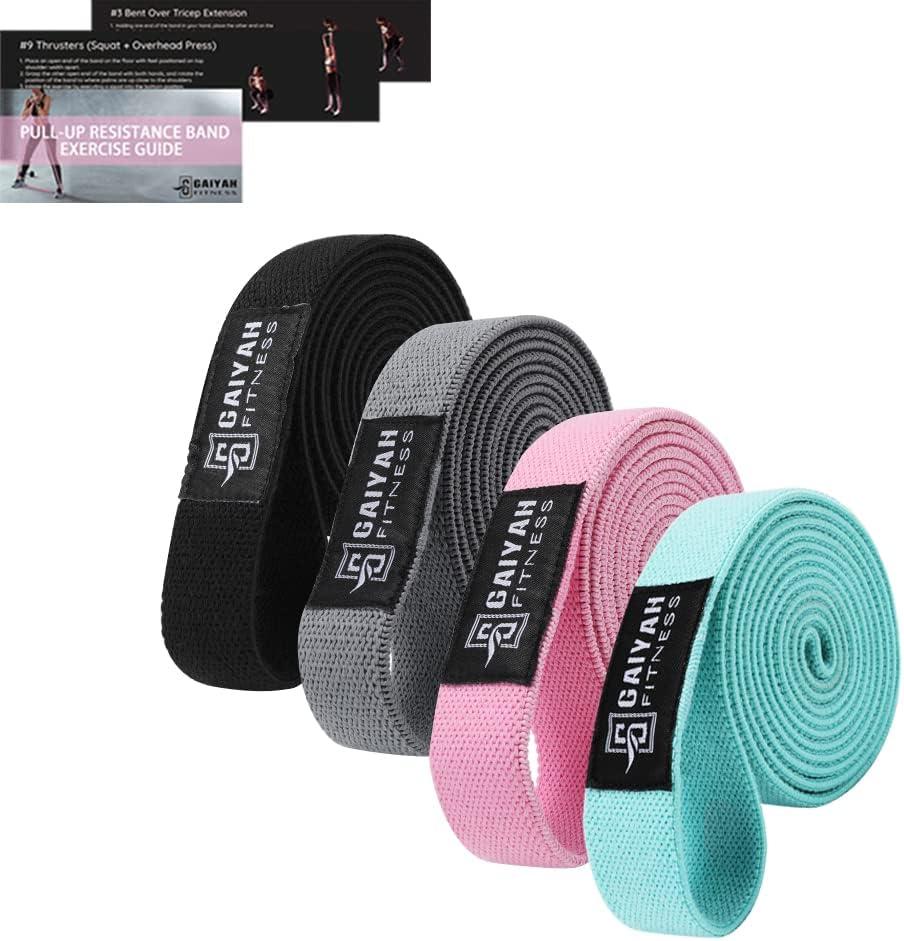 Long Resistance Bands for Working Out Women, Fabric Resistance Band, Stretch Bands for Exercise Bands Resistance Bands Set for Physical Therapy, Elastic Bands for Exercise, Ligas para Hacer Ejercicio (Pink/Mint/Gray/Black)