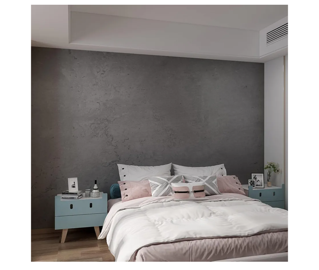 48"×591" Large Size Extra Wide Thick Darker Grey Black Concrete Wallpaper Peel and Stick Dark Gray Concrete Cement Contact Paper Vinyl Textured Adhesive Sticker for Bedroom Bathroom Gym Walls