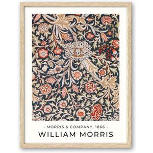 HesenDot William Morris Red Floral Framed Wall Art,12x16in Botanical Canvas Print,Vintage Aesthetic Flowers Poster for Living Room Bedroom Home, Set of 1