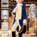 BesserBay 8 Pieces Boys Colonial Outfit 18th Century American Founding Fathers Uniform 10-12 Years