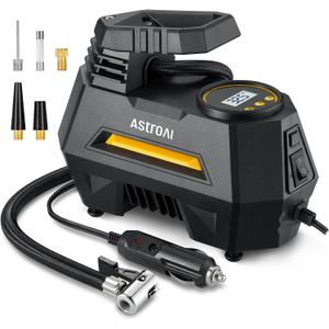 AstroAI AIRUN H1 Tire Inflator Portable Air Compressor Air Pump for Car Tires-Car Accessories, 9.8Ft Cord-12V DC-Powered Auto Pump with Digital Pressure Gauge, LED Light for Bicycle, Balloons, Yellow