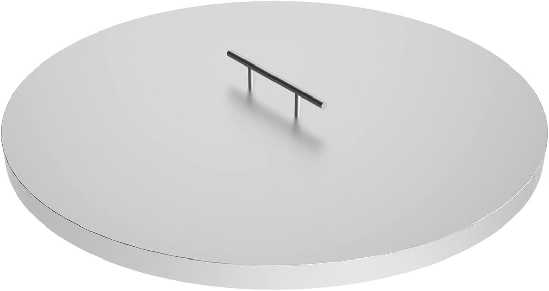 AJinTeby 22" Round Stainless Steel Fire Burner Pit Cover Fits 19" Round Drop-in Fire Pit Pan, Round Flat Fire Pit Pan