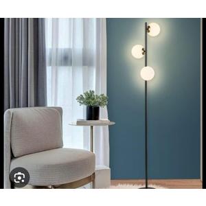 YHTlaeh Floor Lamp Modern 3 Globe for Living Room Bright Lighting LED Standing Light for Bedrooms Offices (Black)