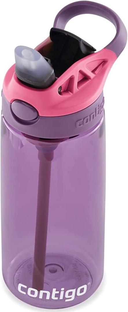 Contigo Aubrey Kids Water Bottle, 20oz, Eggplant, Spill-Proof Lid, Dishwasher Safe, Easy Clean, Purple and Pink (20oz (Pack of 1))