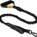 6FT Highly Reflective Heavy Duty Elastic Bungee Medium and Large Dog Leash Shock Absorbing with Comfortable Padded Handle and Traffic Handle Suitable for Training (Black)