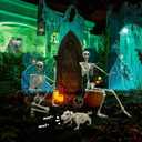 CAMIRUS 5.4ft Skeleton Halloween Decoration, Life Full Size Skeleton with Dog Skeleton, Posable Human Skeletons Realistic Plastic Bones for Halloween Haunted House Scary Decor