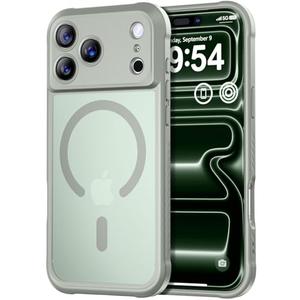 Thomo Magnetic for iPhone 17 Pro Case, [Compatible with Magsafe] [Full Camera Protection] Translucent Matte Military Grade Shockproof with Anti-Fingerprint Phone Cover 2025, Calke Green