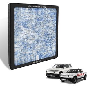 BestEvMod Air Filter Gen2 Compatible with Rivian R1T & R1S 2025 2026 Accessories Replacement Air Filter HEPA H14 Activated Fit Gen 2 