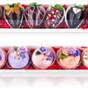 25 Pack 12 x 2.8 x 2.4 Inches Strawberry Boxes with Clear Lids,Long Macaron Boxes Gift Boxes For Cookies,Truffle,Cocoa Bombs,Chocolate (White)