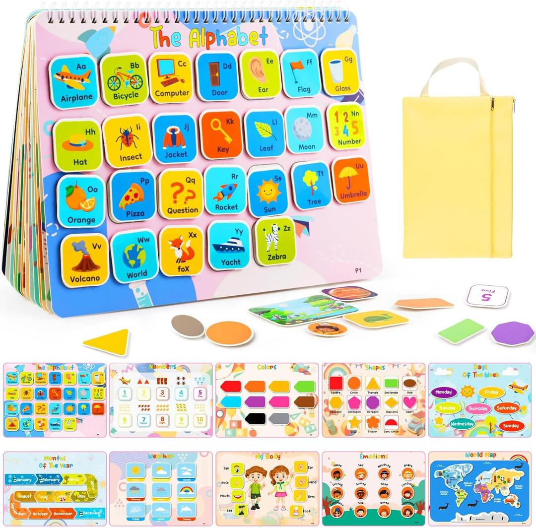 Kids Book Gifts for 3 4 5 Year Old Girls, Pre-assembled Stickers & Reusable, Activity Books for Kids Ages 3-5 - Learning Activities,Toddler Educational Toys, Autism Learning Support, Birthday Gifts (Sky Blue Packaging Gift Box)
