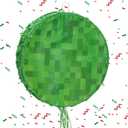 13.4 Inch Mini Round Pixel Pinata, Pixel Pinata for Pixel Birthday Decorations