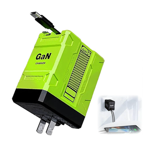 2 in 1 Compatible with 120w Fast Charger, 2025 New Retractable Wall Fast Charger Module, Portable charger with All in 1 Foldable Plug,for Phone, Tablet, Laptops (Green)