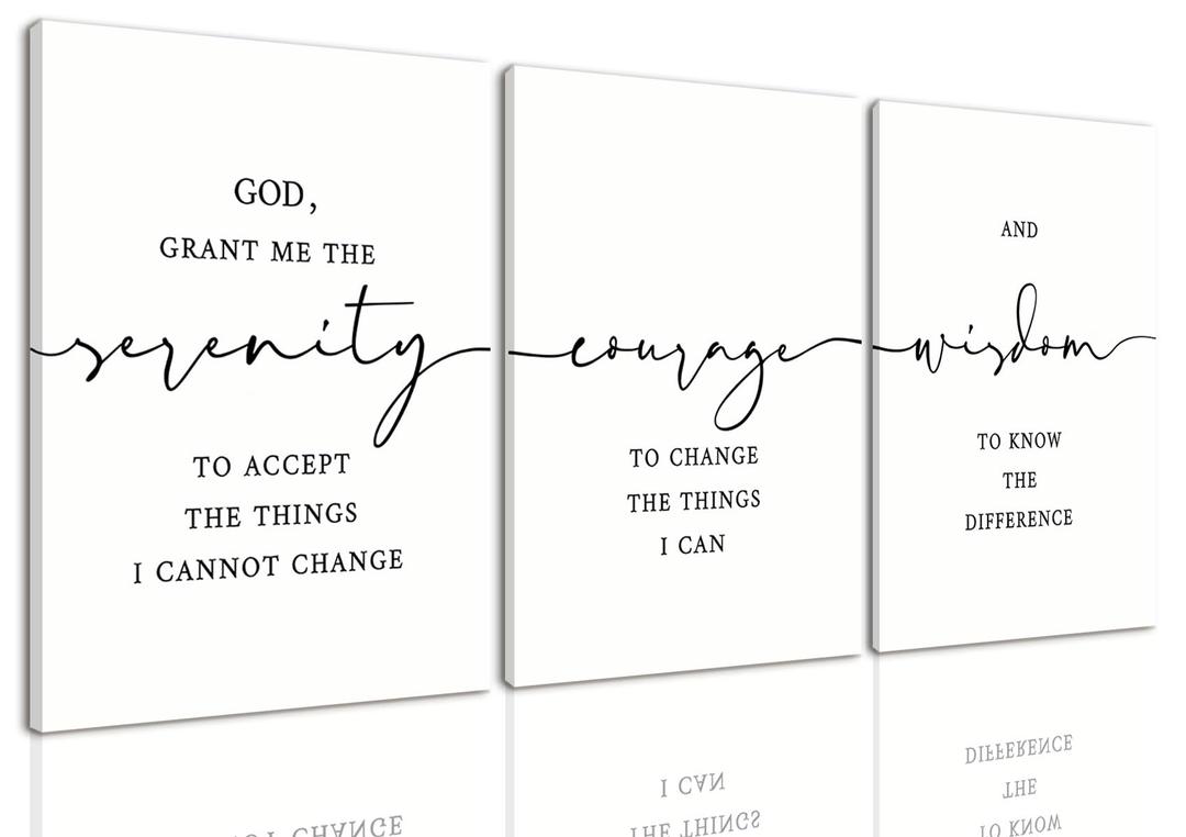 AOYUSMO 3 Piece Christian Scripture Canvas Wall Art Serenity Prayer Jesus Wall Art Bible Decor Verse God Grant Me the Serenity Religious Art Prints for Living Room Bedroom Church 16"x24"
