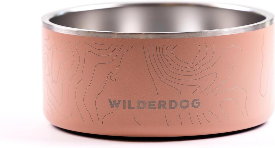 Widlerdog Stainless Steel Dog Bowl with Extra Durable Kitchen-Grade BPA-Free Stainless Steel with Non-Slip Rubber Ringed Bottom (Rose, 64 oz)