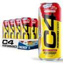 C4 Energy Drink, Hawaiian Punch Fruit Juicy Red, Carbonated Sugar Free Pre Workout Performance Drink with no Artificial Colors or Dyes, 16oz Pack of 12