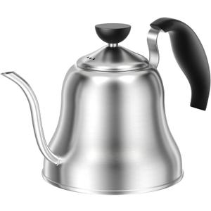 Coffee Kettle for Stove Top Premium Gooseneck Kettle, Pour Over Coffee Tea Pot, Stovetop Teapot, Hot Water Heater for Camping, Home & Kitchen, Stainless Steel - Small 28oz, Brushed