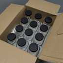 STARSIDE 12 oz Glass Juice Bottles with Lids 12 Pack - Square Reusable Drinking Jars for Juicing, Milk, Kombucha - Includes 1 Bottle Brush, 12 Colored Labels