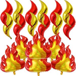 18 Red Fire Balloons - Large Nylon Fire Shape Balloons for Firefighting & Birthday Party Decorations