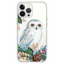 Blingy's for iPhone 13 Pro Max Case (6.7 inch), Fun Floral Owl Pattern Cute Bird Design Animal Style Transparent Soft TPU Protective Clear Case (White Owl)