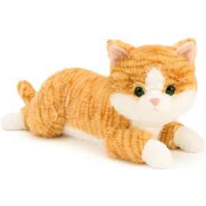 19 inch 3 lbs Cat Weighted Stuffed Animals, Realistic Weighted Cat Stuffed Animal, Sensory Comfort Plush Throw Pillow, Soft Kawaii Kitty Plush Toy Gift for Adults Kids Youth (Orange Tabby Cat)