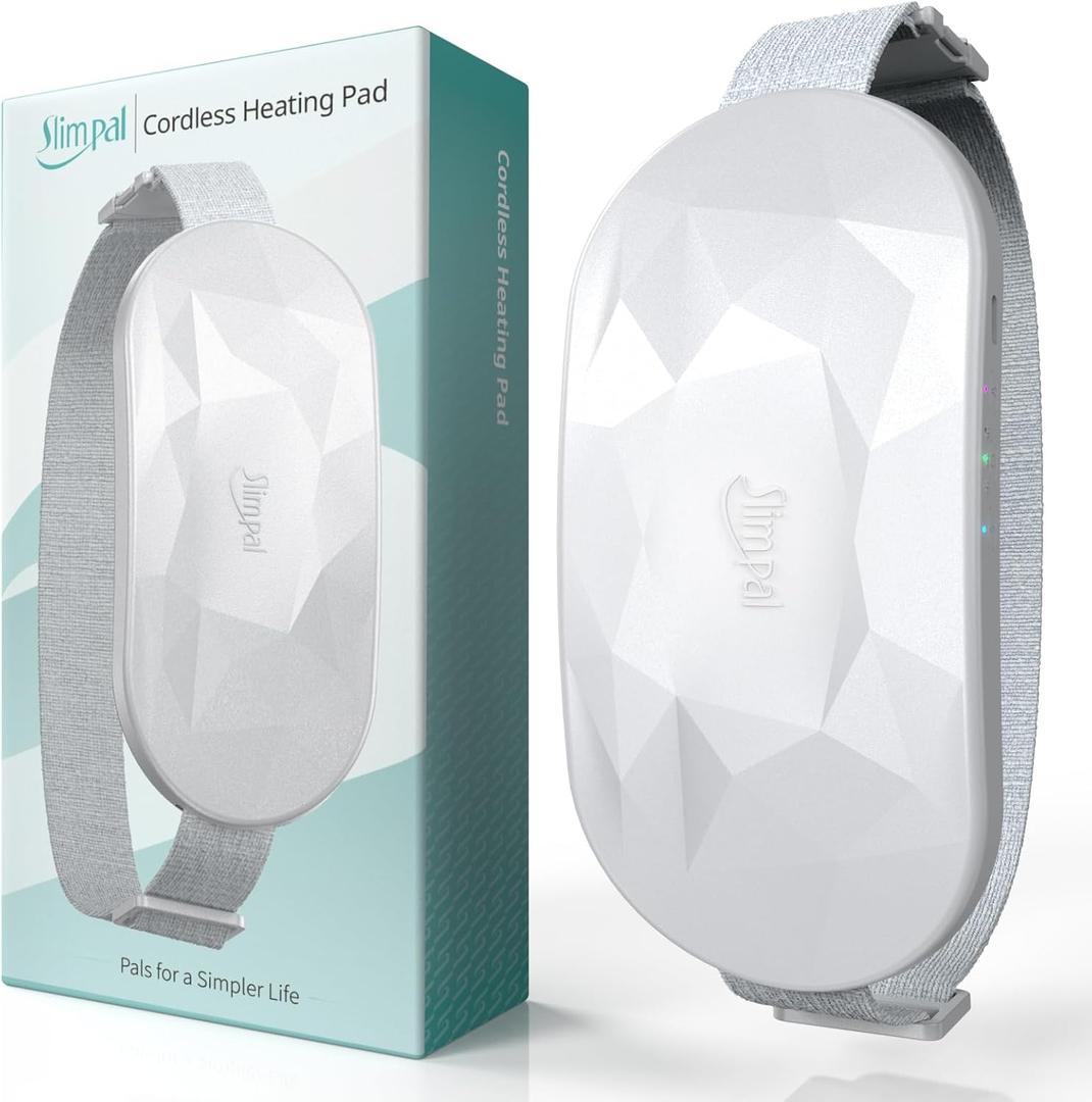Slimpal Portable Heating Pad for Period Cramps, Electric Cordless Back Belly Waist Heating Pad for Menstrual Cramp Relief, Rechargeable Wearable Heat Belt Gifts for Her Women Girl Wife, Bright White