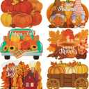 MCEAST 6 Pack Fall Pumpkin Plastic Placemats Autumn Harvest Plastic Waterproof Table Mats with Maple Leaves Gnome Turkey Design for Thanksgiving Party Supplies, 16 x 12 Inches