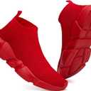 Casbeam Running Shoes Ladies Slip on Tennis Walking Sneakers Lightweight Breathable Comfort Work Gym Trainers Stylish Shoes, Red, 43